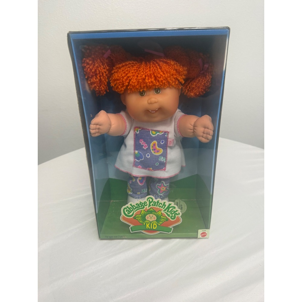 Vintage Mattel Cabbage Patch Kids Doll Orange Yarn Hair Green Eyes 14130 NIB